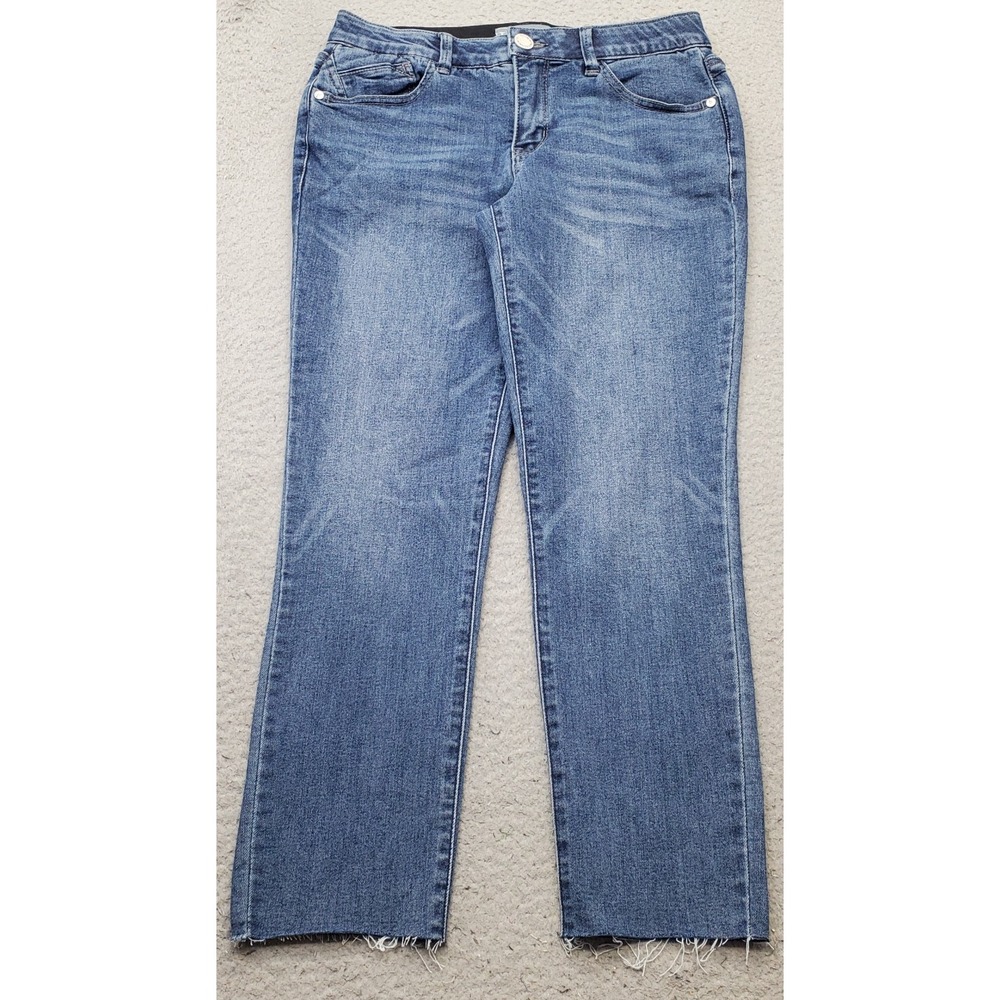 Wit & Wisdom Ab-Solution Jeans Womens 4P Blue Denim Straight Leg Frayed Hem